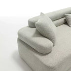 Divano Sezionale Beige Boucle a 4 Posti con Braccioli ad Arco e Doppio Schienale, Nessun Montaggio Richiesto