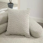 Divano Sezionale Beige Boucle a 4 Posti con Braccioli ad Arco e Doppio Schienale, Nessun Montaggio Richiesto