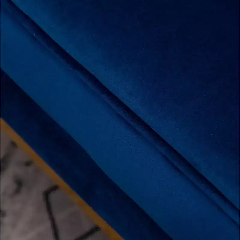 Poltrona Singola in Velluto Blu con Struttura in Metallo Dorato