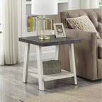 Set tavolini da caffè 3 pezzi, carbone invecchiato e beige, stile contemporaneo