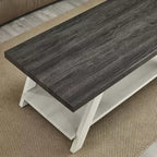 Set tavolini da caffè 3 pezzi, carbone invecchiato e beige, stile contemporaneo