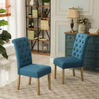 Sedia da pranzo Parsons con schienale alto capitonné blu, set da 2
