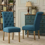 Sedia da pranzo Parsons con schienale alto capitonné blu, set da 2