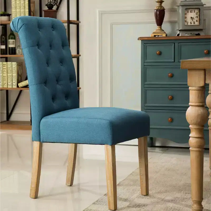 Sedia da pranzo Parsons con schienale alto capitonné blu, set da 2