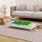 Tavolo da gioco 2 in 1 per bambini, bianco, con contenitore, 1 bambino
