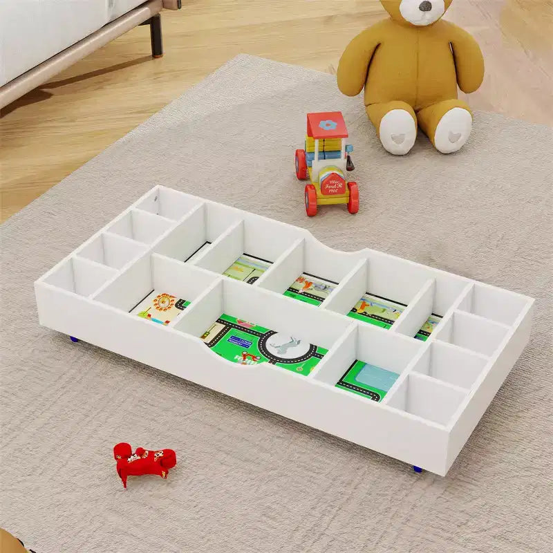 Tavolo da gioco 2 in 1 per bambini, bianco, con contenitore, 1 bambino