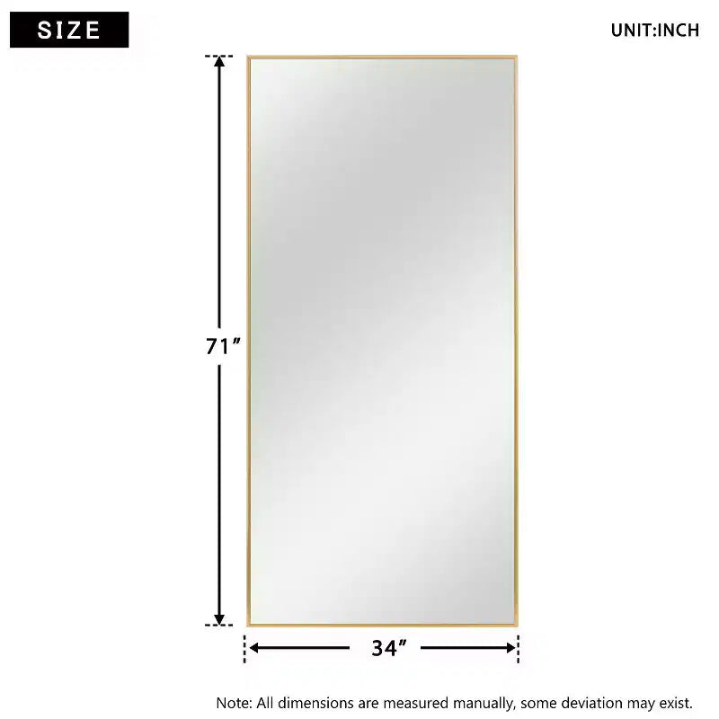 Specchio da pavimento a figura intera Black & Gold, singolo, 71" x 34"