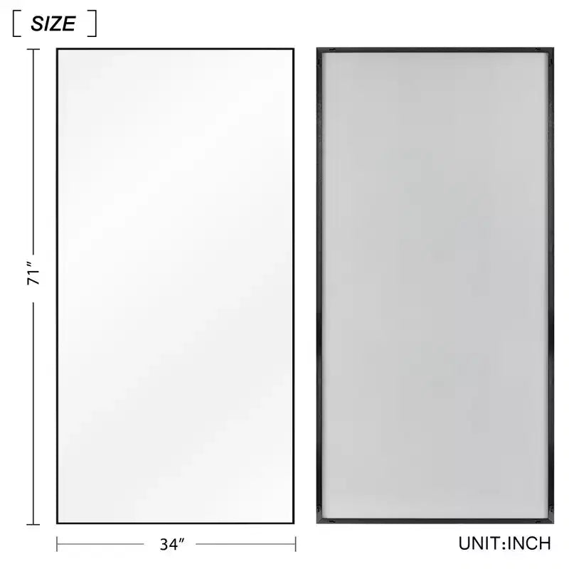 Specchio da pavimento a figura intera Black & Gold, singolo, 71" x 34"