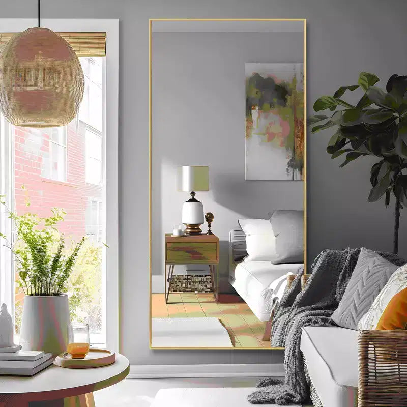 Specchio da pavimento a figura intera Black & Gold, singolo, 71" x 34"