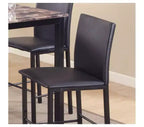 Sedie da pranzo Black Metal Counter Height, imbottite in ecopelle, set da 4