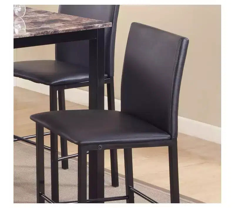 Sedie da pranzo Black Metal Counter Height, imbottite in ecopelle, set da 4