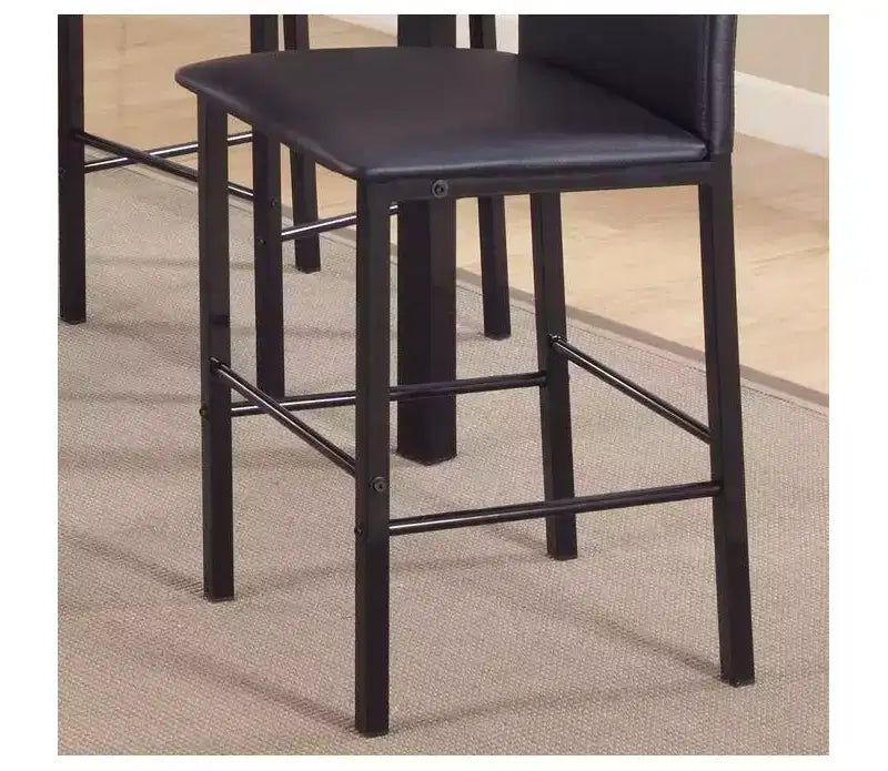 Sedie da pranzo Black Metal Counter Height, imbottite in ecopelle, set da 4