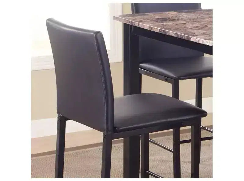 Sedie da pranzo Black Metal Counter Height, imbottite in ecopelle, set da 4