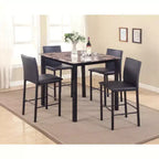 Sedie da pranzo Black Metal Counter Height, imbottite in ecopelle, set da 4