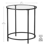 Tavolino laterale rotondo in vetro con top nero/oro, set da 2
