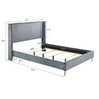 Letto Queen in velluto a coste blu con pannello ad alette