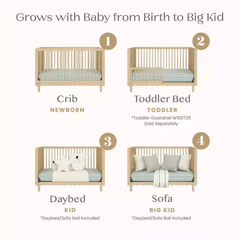 Culla convertibile 4 in 1 Bianca White / Natural Sandstone per 1 bambino