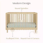 Culla convertibile 4 in 1 Bianca White / Natural Sandstone per 1 bambino