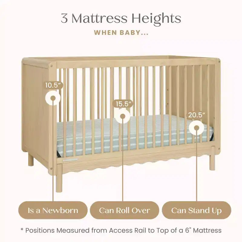 Culla convertibile 4 in 1 Bianca White / Natural Sandstone per 1 bambino