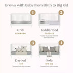 Culla convertibile 4 in 1 Bianca White / Natural Sandstone per 1 bambino
