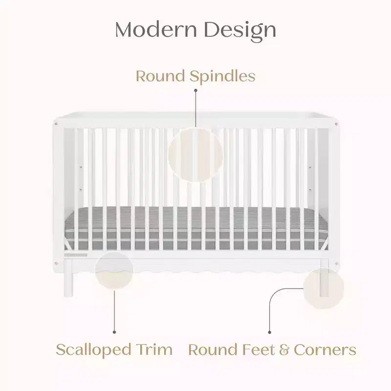 Culla convertibile 4 in 1 Bianca White / Natural Sandstone per 1 bambino