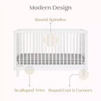 Culla convertibile 4 in 1 Bianca White / Natural Sandstone per 1 bambino