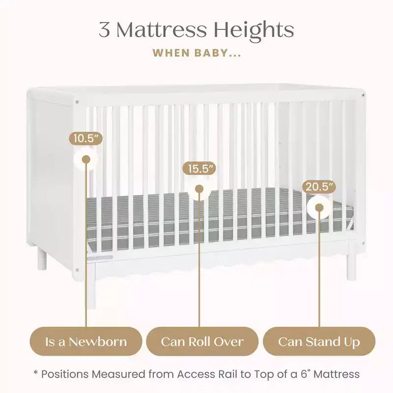 Culla convertibile 4 in 1 Bianca White / Natural Sandstone per 1 bambino
