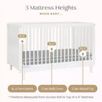 Culla convertibile 4 in 1 Bianca White / Natural Sandstone per 1 bambino