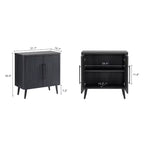 Credenza Mid-Century con 2 Ripiani Grigio Antracite / Acero / Rovere Sbiancato