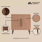 Credenza Mid-Century con 2 Ripiani Grigio Antracite / Acero / Rovere Sbiancato