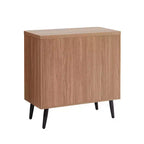 Credenza Mid-Century con 2 Ripiani Grigio Antracite / Acero / Rovere Sbiancato