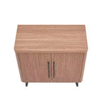 Credenza Mid-Century con 2 Ripiani Grigio Antracite / Acero / Rovere Sbiancato