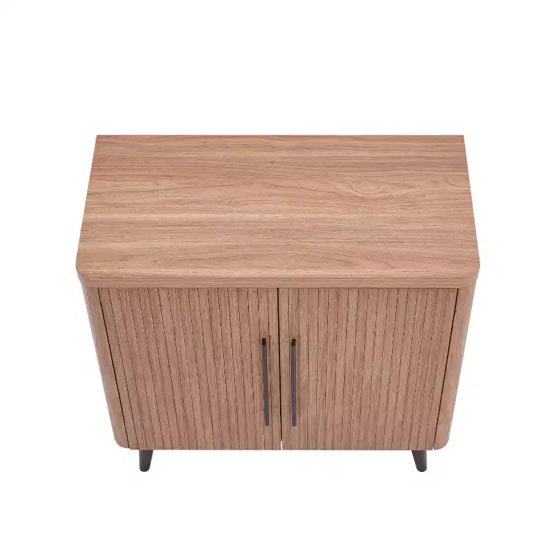 Credenza Mid-Century con 2 Ripiani Grigio Antracite / Acero / Rovere Sbiancato
