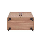 Credenza Mid-Century con 2 Ripiani Grigio Antracite / Acero / Rovere Sbiancato