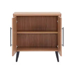 Credenza Mid-Century con 2 Ripiani Grigio Antracite / Acero / Rovere Sbiancato