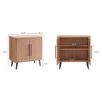 Credenza Mid-Century con 2 Ripiani Grigio Antracite / Acero / Rovere Sbiancato