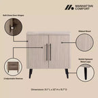 Credenza Mid-Century con 2 Ripiani Grigio Antracite / Acero / Rovere Sbiancato