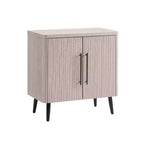 Credenza Mid-Century con 2 Ripiani Grigio Antracite / Acero / Rovere Sbiancato