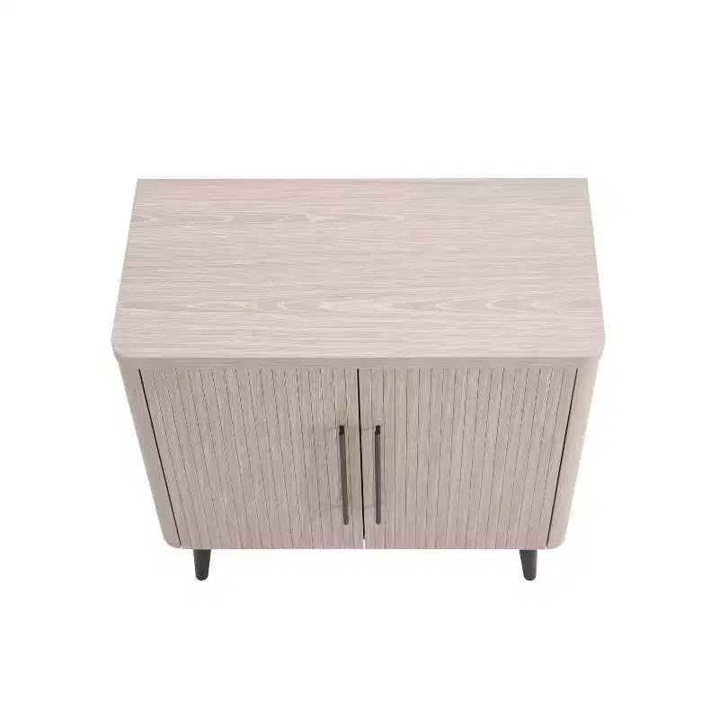 Credenza Mid-Century con 2 Ripiani Grigio Antracite / Acero / Rovere Sbiancato