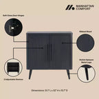 Credenza Mid-Century con 2 Ripiani Grigio Antracite / Acero / Rovere Sbiancato
