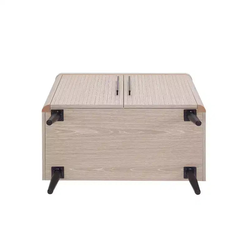 Credenza Mid-Century con 2 Ripiani Grigio Antracite / Acero / Rovere Sbiancato