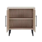 Credenza Mid-Century con 2 Ripiani Grigio Antracite / Acero / Rovere Sbiancato