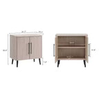 Credenza Mid-Century con 2 Ripiani Grigio Antracite / Acero / Rovere Sbiancato