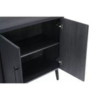 Credenza Mid-Century con 2 Ripiani Grigio Antracite / Acero / Rovere Sbiancato