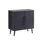 Credenza Mid-Century con 2 Ripiani Grigio Antracite / Acero / Rovere Sbiancato