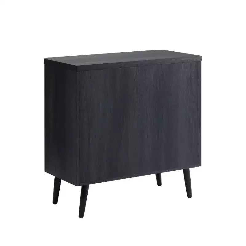 Credenza Mid-Century con 2 Ripiani Grigio Antracite / Acero / Rovere Sbiancato