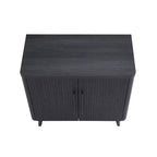 Credenza Mid-Century con 2 Ripiani Grigio Antracite / Acero / Rovere Sbiancato