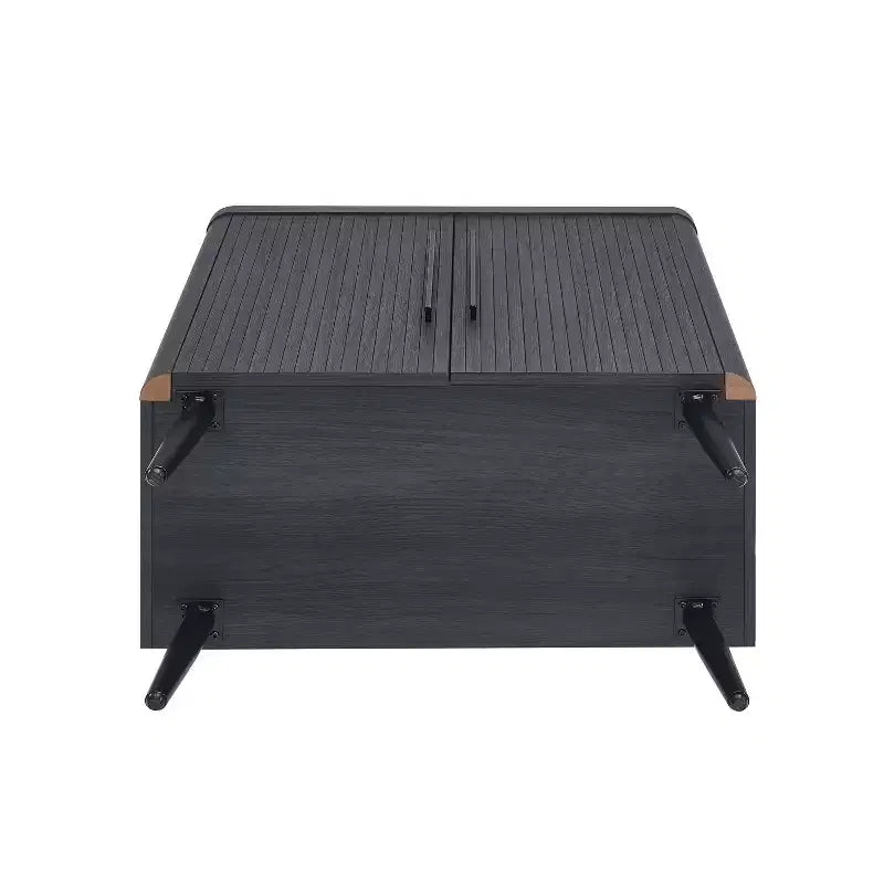Credenza Mid-Century con 2 Ripiani Grigio Antracite / Acero / Rovere Sbiancato