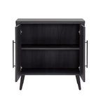Credenza Mid-Century con 2 Ripiani Grigio Antracite / Acero / Rovere Sbiancato