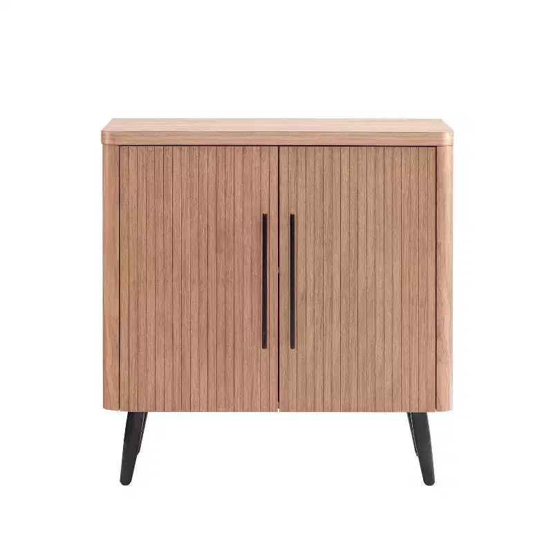 Credenza Mid-Century con 2 Ripiani Grigio Antracite / Acero / Rovere Sbiancato